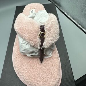 Coach Pink Shearling Slippers